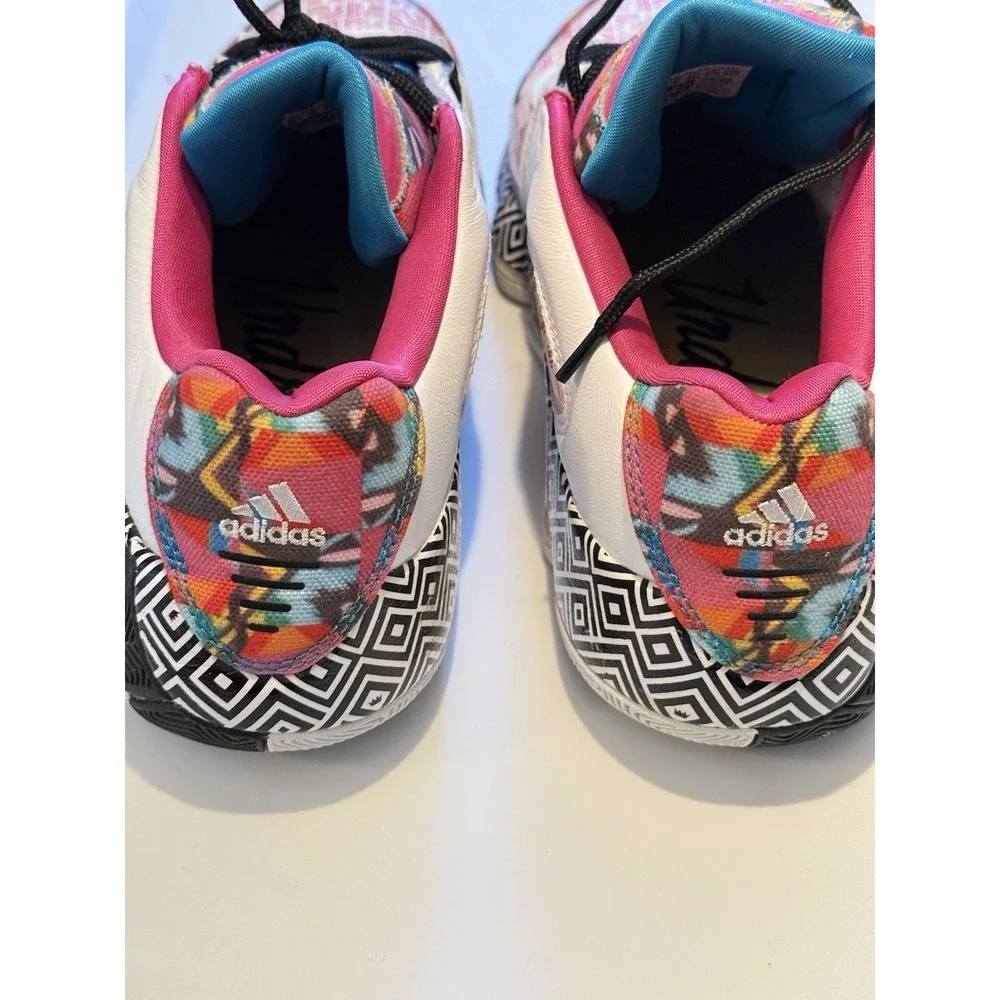 Adidas Streetball Sneakers Mens 11 White Multi Color Geometric Retro Low Top